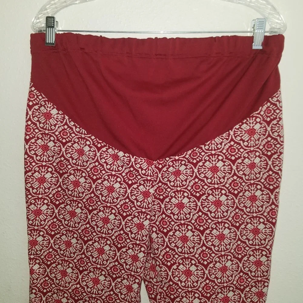 Old Navy Maternity Capri Pants Red White Size Medium Panel